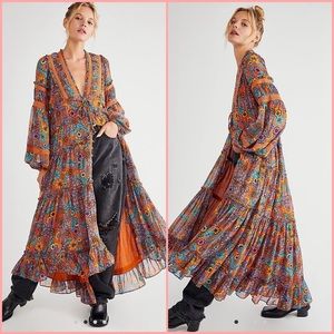 Free People Cassis Printed Chiffon Maxi Dress NWT